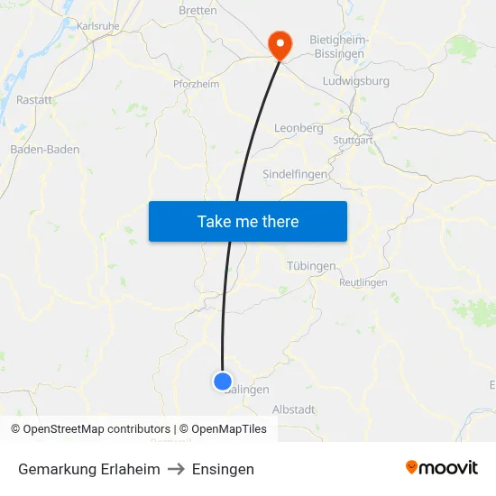 Gemarkung Erlaheim to Ensingen map