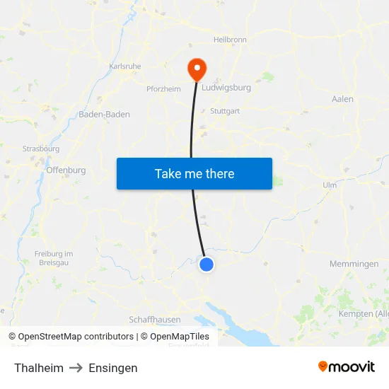 Thalheim to Ensingen map