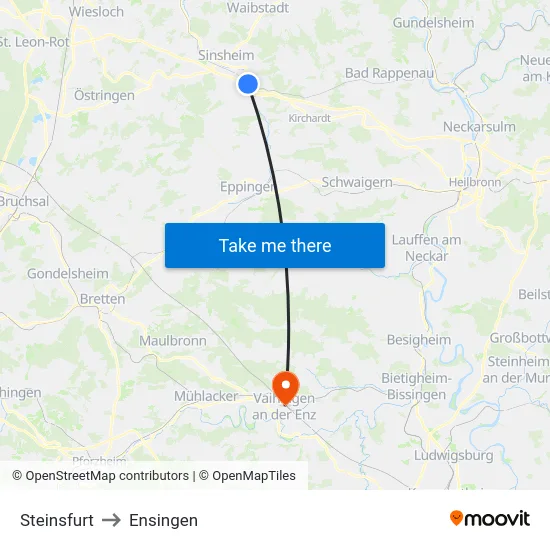 Steinsfurt to Ensingen map