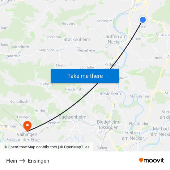 Flein to Ensingen map