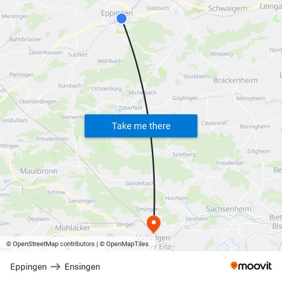 Eppingen to Ensingen map