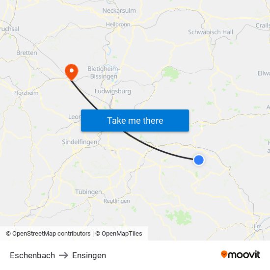 Eschenbach to Ensingen map