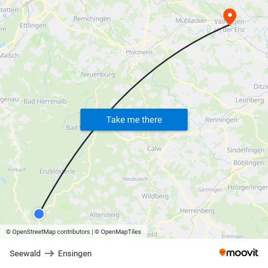 Seewald to Ensingen map