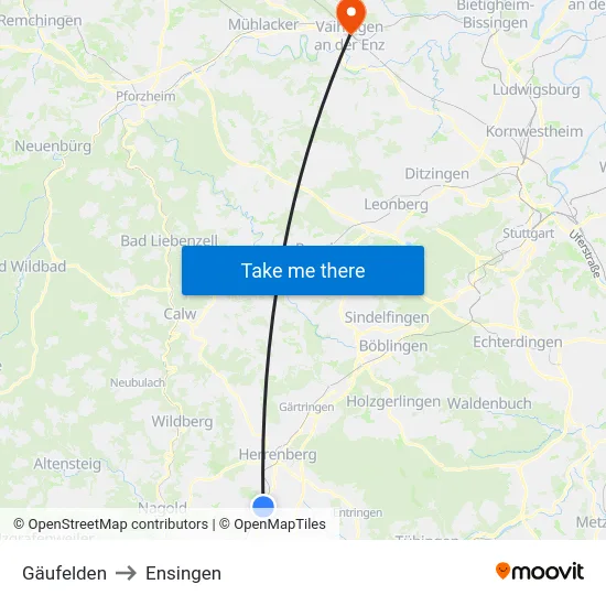 Gäufelden to Ensingen map