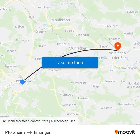 Pforzheim to Ensingen map