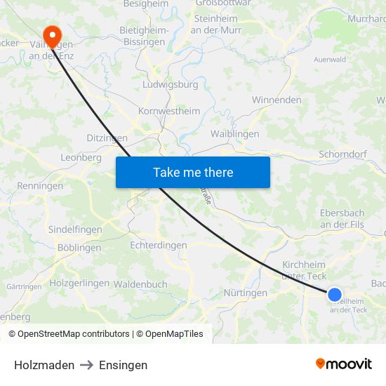 Holzmaden to Ensingen map