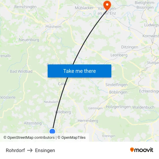 Rohrdorf to Ensingen map