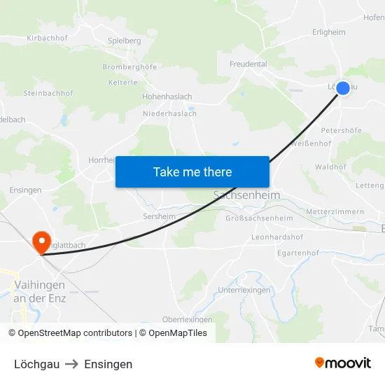Löchgau to Ensingen map