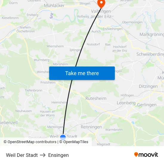 Weil Der Stadt to Ensingen map