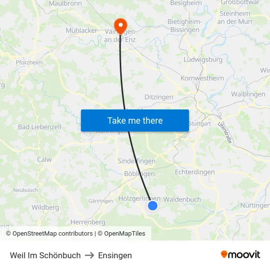 Weil Im Schönbuch to Ensingen map