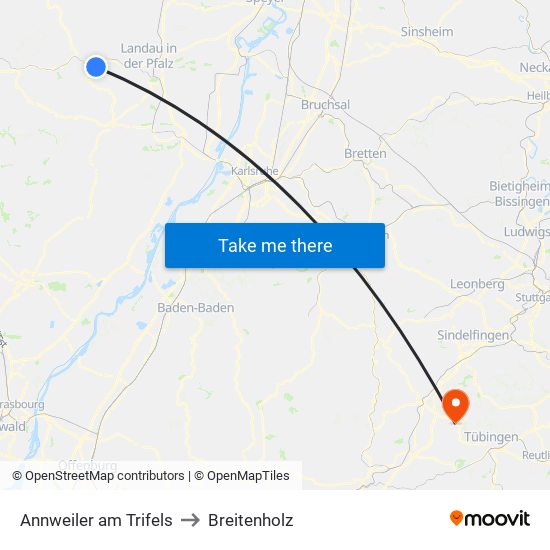 Annweiler am Trifels to Breitenholz map