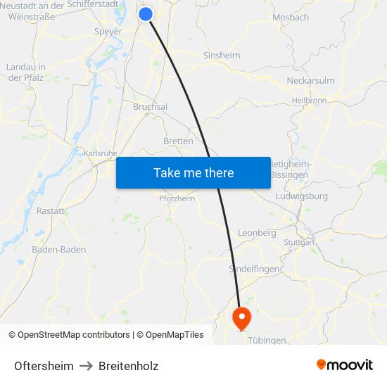 Oftersheim to Breitenholz map