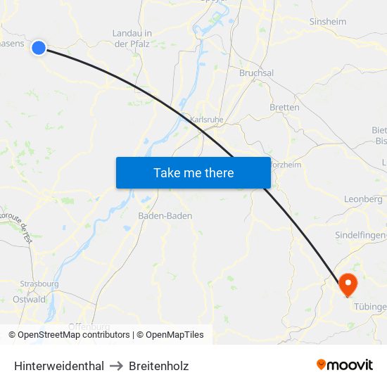 Hinterweidenthal to Breitenholz map