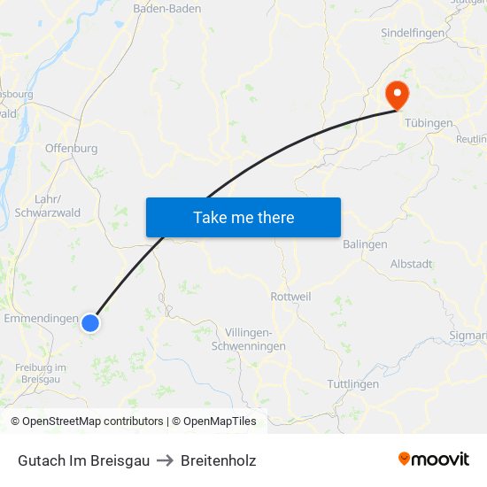 Gutach Im Breisgau to Breitenholz map