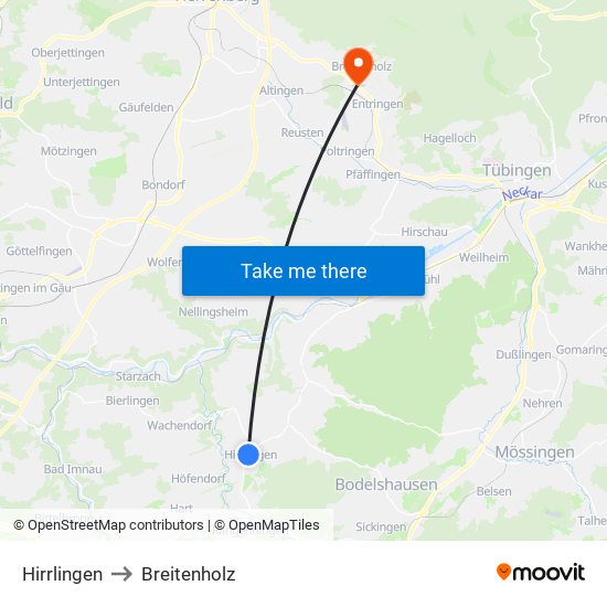 Hirrlingen to Breitenholz map