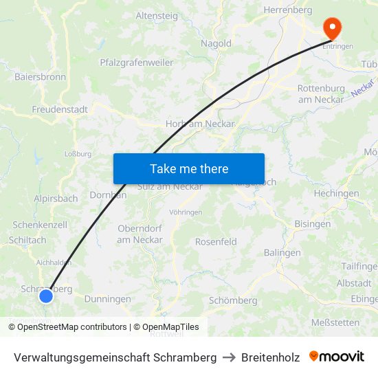 Verwaltungsgemeinschaft Schramberg to Breitenholz map