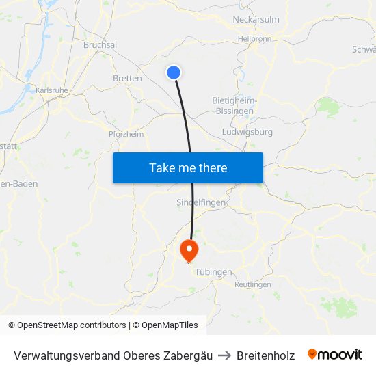 Verwaltungsverband Oberes Zabergäu to Breitenholz map