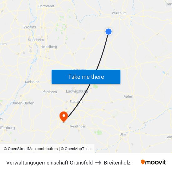 Verwaltungsgemeinschaft Grünsfeld to Breitenholz map