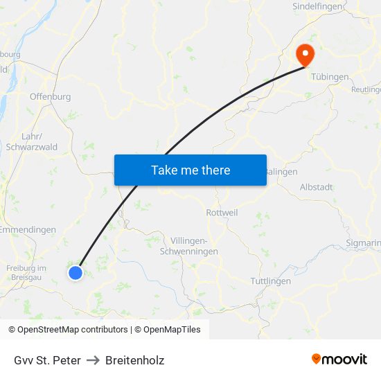 Gvv St. Peter to Breitenholz map