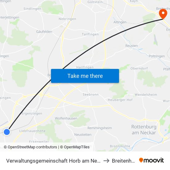 Verwaltungsgemeinschaft Horb am Neckar to Breitenholz map