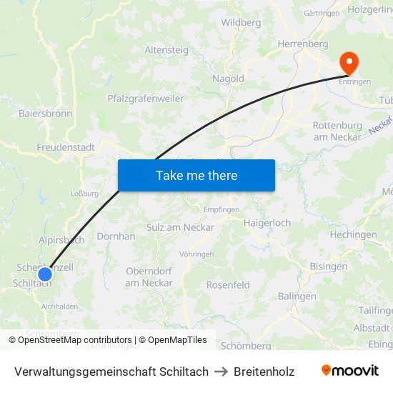 Verwaltungsgemeinschaft Schiltach to Breitenholz map