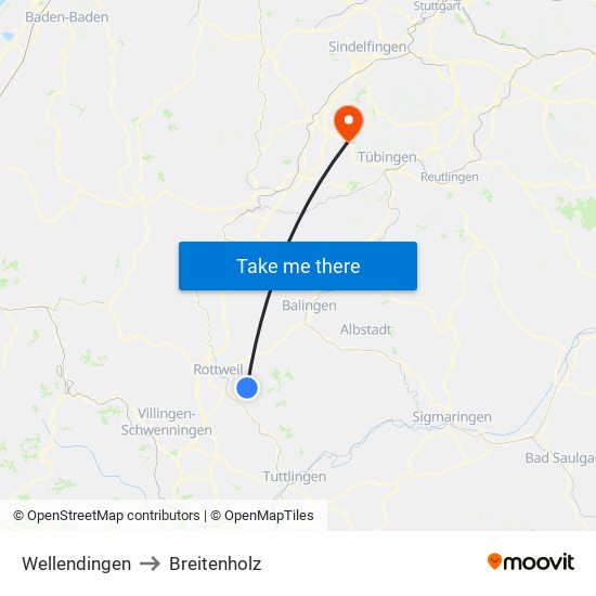 Wellendingen to Breitenholz map