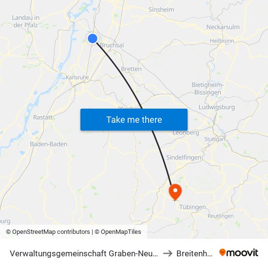 Verwaltungsgemeinschaft Graben-Neudorf to Breitenholz map