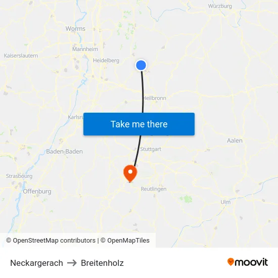 Neckargerach to Breitenholz map