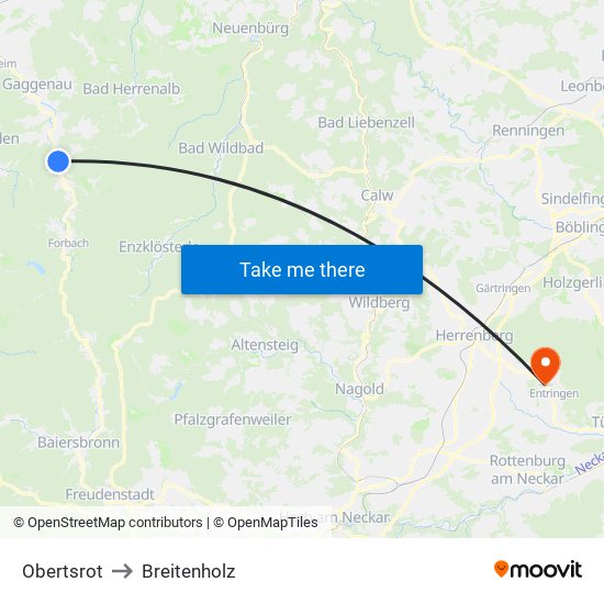 Obertsrot to Breitenholz map