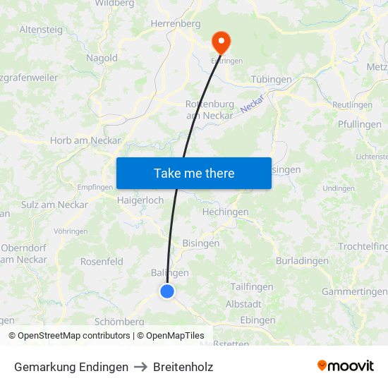 Gemarkung Endingen to Breitenholz map