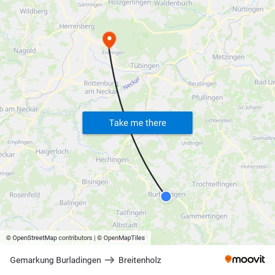 Gemarkung Burladingen to Breitenholz map
