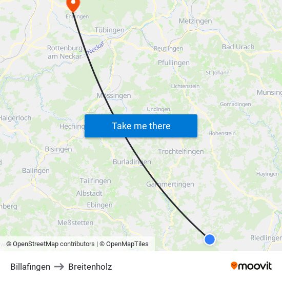 Billafingen to Breitenholz map
