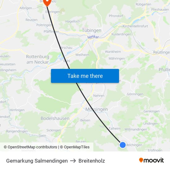 Gemarkung Salmendingen to Breitenholz map