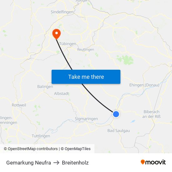 Gemarkung Neufra to Breitenholz map