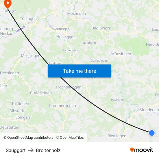 Sauggart to Breitenholz map