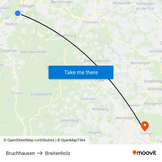 Bruchhausen to Breitenholz map