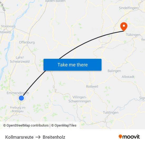 Kollmarsreute to Breitenholz map