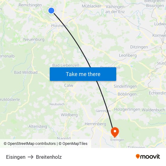 Eisingen to Breitenholz map