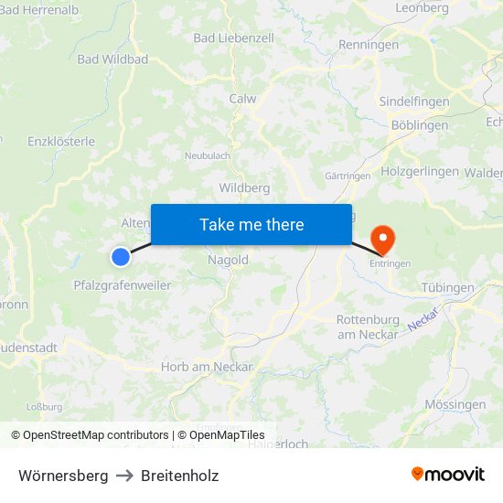 Wörnersberg to Breitenholz map