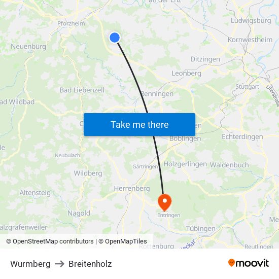 Wurmberg to Breitenholz map