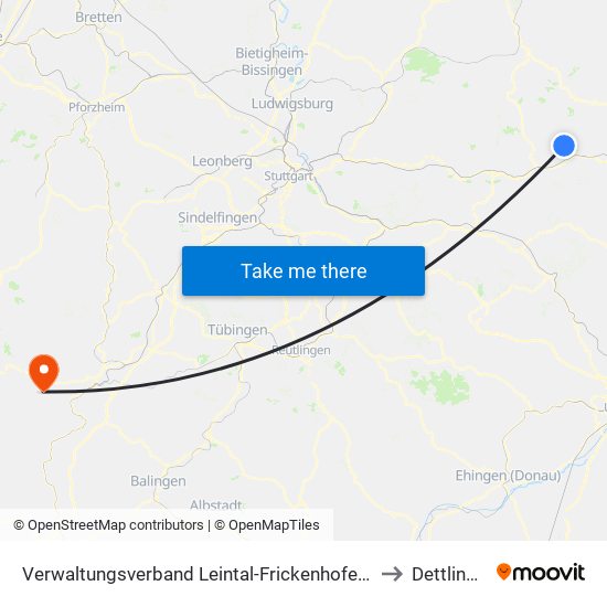 Verwaltungsverband Leintal-Frickenhofer Höhe to Dettlingen map