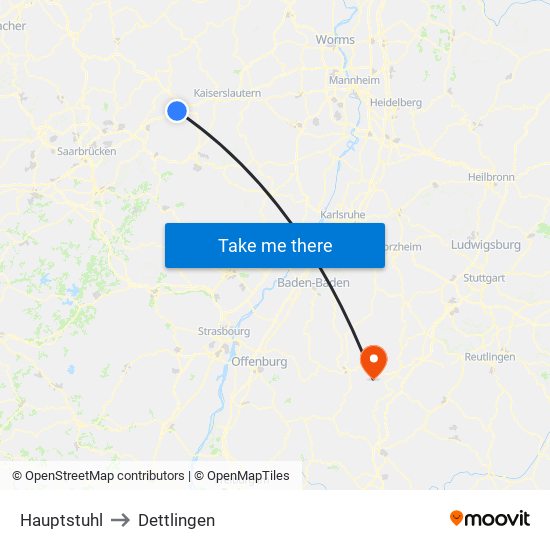 Hauptstuhl to Dettlingen map
