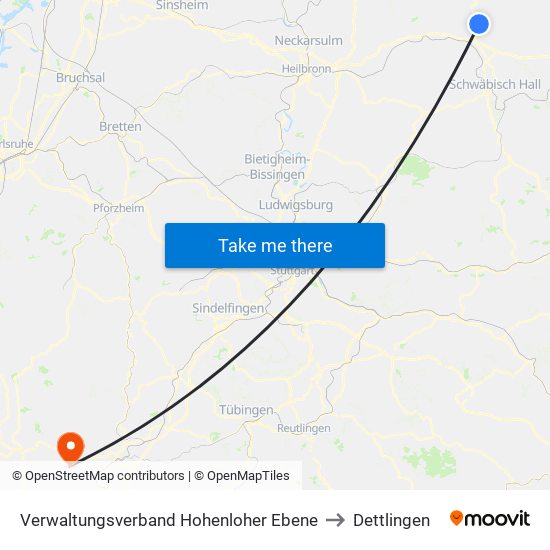 Verwaltungsverband Hohenloher Ebene to Dettlingen map