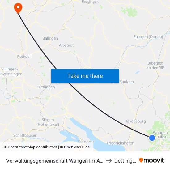 Verwaltungsgemeinschaft Wangen Im Allgäu to Dettlingen map