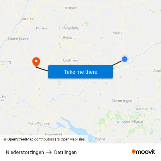 Niederstotzingen to Dettlingen map