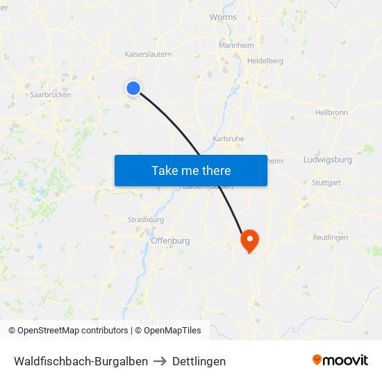 Waldfischbach-Burgalben to Dettlingen map