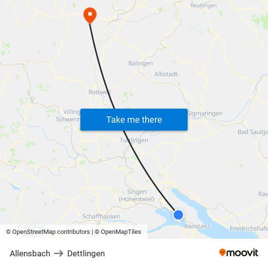 Allensbach to Dettlingen map