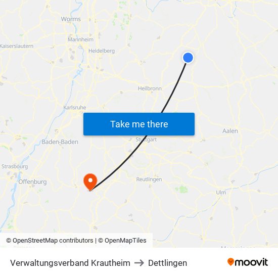 Verwaltungsverband Krautheim to Dettlingen map