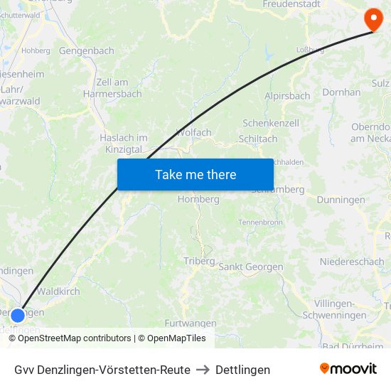 Gvv Denzlingen-Vörstetten-Reute to Dettlingen map