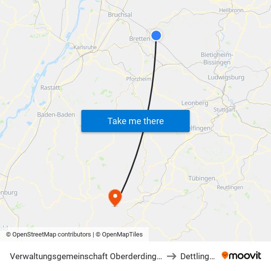 Verwaltungsgemeinschaft Oberderdingen to Dettlingen map